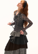 Mesh Gradient Plaid Top